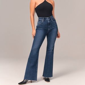 🧡 Abercrombie Curve Love Ultra High Rise Flare Jean Dark Long